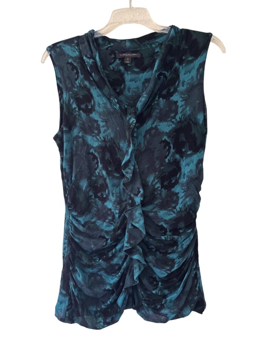 Classiques Entier Atelier Sleeveless Ruched Silk Blend Top In Blue Black Y2K Siz